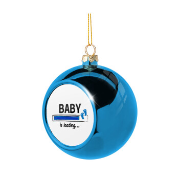 Baby is Loading BOY, Blue Christmas tree ball ornament 8cm