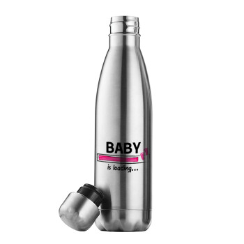 Baby is Loading GIRL, Μεταλλικό παγούρι θερμός Inox (Stainless steel), διπλού τοιχώματος, 500ml