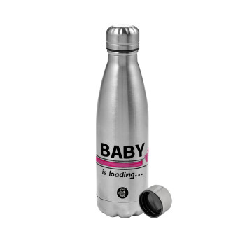 Baby is Loading GIRL, Metallic water bottle, stainless steel, 750ml