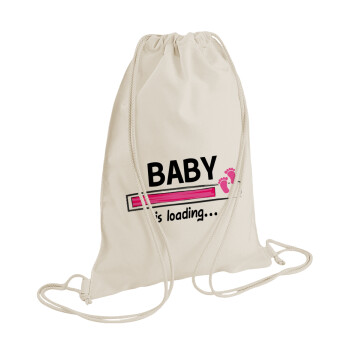 Baby is Loading GIRL, Backpack bag GYMBAG natural (28x40cm)