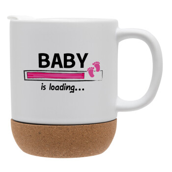 Baby is Loading GIRL, Ceramic coffee mug Cork (MAT), 330ml (1pcs)