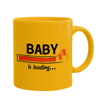 Baby is Loading GIRL, Κούπα, κεραμική κίτρινη, 330ml