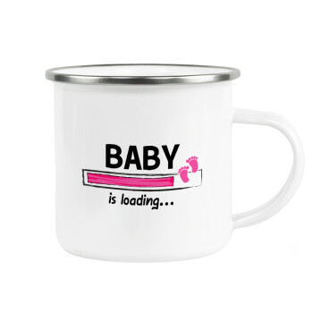 Baby is Loading GIRL, Metallic enamel cup white 360ml