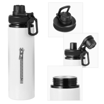 Zipper, Metal water bottle with safety cap, aluminum 850ml