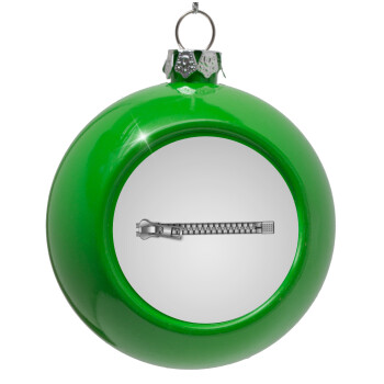 Zipper, Green Christmas tree ornament bauble 8cm