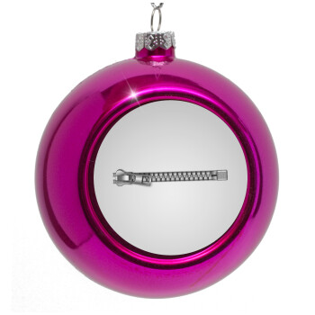 Zipper, Purple Christmas tree ornament bauble 8cm