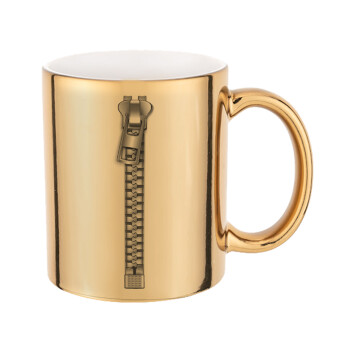 Zipper, Mug ceramic, gold mirror, 330ml
