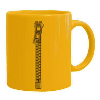 Zipper, Ceramic coffee mug yellow, 330ml