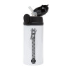 Children's hot water bottle, stainless steel, with safety straw, Black (360ml) BPA-FREE