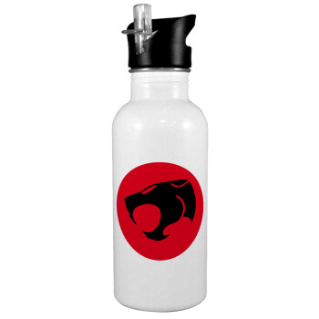 Thundercats, White water bottle with straw, stainless steel 600ml