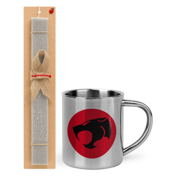 Thundercats, Easter Set, metallic thermal cup (300ml) & Easter aromatic flat candle (30cm) (GRAY)