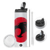 Travel Tumbler 2 Lids, with metal straw & cleaning brush (Stainless steel 304 Food grade, BPA free, 600ml)