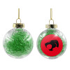 Transparent Christmas tree ball ornament with green filling 8cm