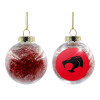 Transparent Christmas tree ball ornament with red filling 8cm