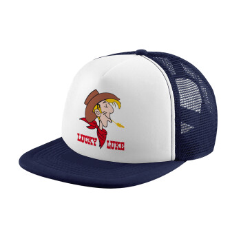 Lucky Luke, Adult Soft Trucker Hat with Dark Blue/White Mesh (POLYESTER, ADULT, UNISEX, ONE SIZE)