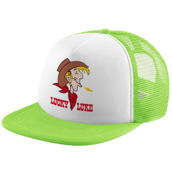 Lucky Luke, Child's Soft Trucker Hat with Green/White Mesh (POLYESTER, CHILDREN'S, ONE SIZE)