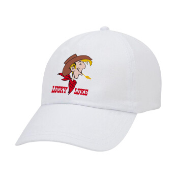 Lucky Luke, Adult Baseball Cap White 5-panel (POLYESTER, ADULT, UNISEX, ONE SIZE)