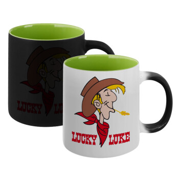 Lucky Luke, Κούπα Μαγική εσωτερικό πράσινο, κεραμική 330ml που αλλάζει χρώμα με το ζεστό ρόφημα (1 τεμάχιο)