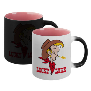 Lucky Luke, Κούπα Μαγική εσωτερικό ΡΟΖ, κεραμική 330ml που αλλάζει χρώμα με το ζεστό ρόφημα (1 τεμάχιο)