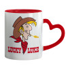 Mug heart red handle, ceramic, 330ml