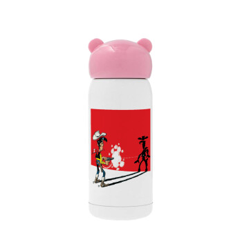 Lucky Luke shadows, Pink stainless steel thermal flask, 320ml