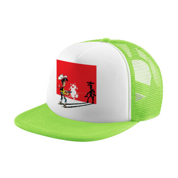 Lucky Luke shadows, Adult Soft Trucker Hat with Mesh GREEN/WHITE (POLYESTER, ADULT, ONE SIZE)