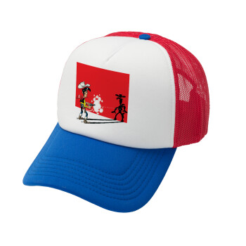 Lucky Luke shadows, Καπέλο Ενηλίκων Soft Trucker με Δίχτυ Red/Blue/White (POLYESTER, ΕΝΗΛΙΚΩΝ, UNISEX, ONE SIZE)