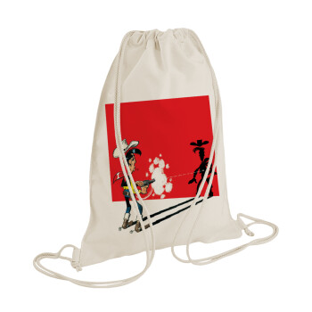 Lucky Luke shadows, Backpack bag GYMBAG natural (28x40cm)