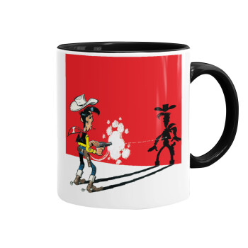 Lucky Luke shadows, Mug colored black, ceramic, 330ml