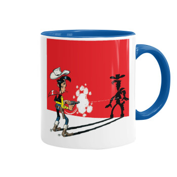 Lucky Luke shadows, Mug colored blue, ceramic, 330ml