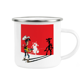 Lucky Luke shadows, Metallic enamel cup white 360ml