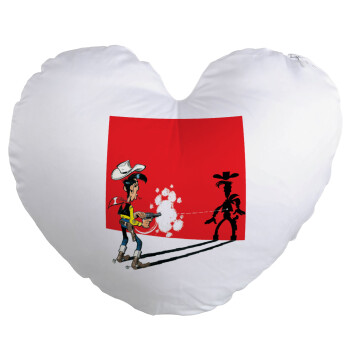 Lucky Luke shadows, Μαξιλάρι καναπέ καρδιά 40x40cm περιέχεται το  γέμισμα