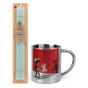 Easter Set, metallic thermal cup (300ml) & aromatic flat Easter candle (30cm) (TURQUOISE)