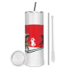 Tumbler stainless steel 600ml, with metal straw & cleaning brush