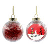 Transparent Christmas tree ball ornament with red filling 8cm