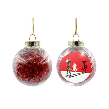 Lucky Luke shadows, Transparent Christmas tree ball ornament with red filling 8cm