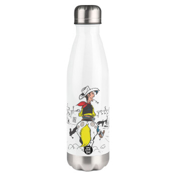 Lucky Luke comic, Metal mug thermos White (Stainless steel), double wall, 500ml