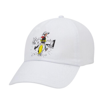 Lucky Luke comic, Adult Baseball Cap White 5-panel (POLYESTER, ADULT, UNISEX, ONE SIZE)