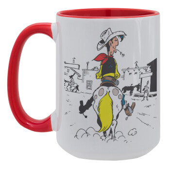 Lucky Luke comic, Κούπα Mega 15oz, κεραμική Κόκκινη, 450ml