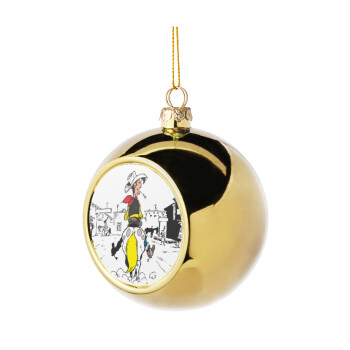 Lucky Luke comic, Χριστουγεννιάτικη μπάλα δένδρου Χρυσή 8cm