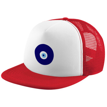 Χάντρα γαλαζιά, Adult Soft Trucker Hat with Red/White Mesh (POLYESTER, ADULT, UNISEX, ONE SIZE)