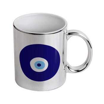 Χάντρα γαλαζιά, Mug ceramic, silver mirror, 330ml