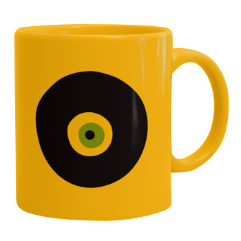 Χάντρα γαλαζιά, Ceramic coffee mug yellow, 330ml