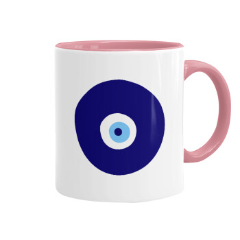 Χάντρα γαλαζιά, Mug colored pink, ceramic, 330ml