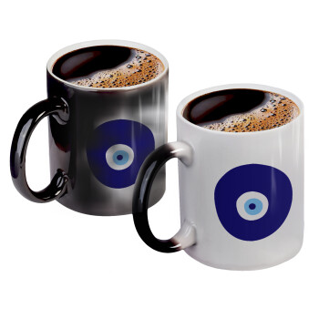 Χάντρα γαλαζιά, Color changing magic Mug, ceramic, 330ml when adding hot liquid inside, the black colour desappears (1 pcs)