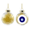 Transparent Christmas tree ball ornament with gold filling 8cm