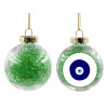 Transparent Christmas tree ball ornament with green filling 8cm