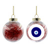 Transparent Christmas tree ball ornament with red filling 8cm