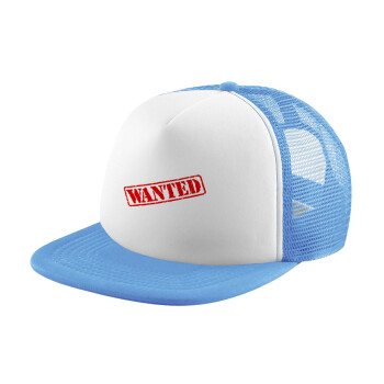 Wanted, Child's Soft Trucker Hat with Blue/White Mesh (POLYESTER, CHILD, ONE SIZE)