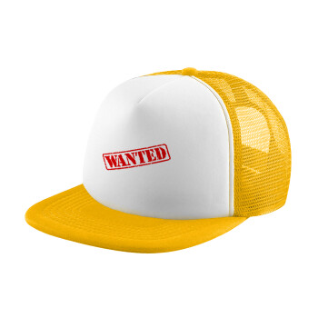 Wanted, Adult Soft Trucker Hat with Yellow/White Mesh (POLYESTER, ADULT, UNISEX, ONE SIZE)